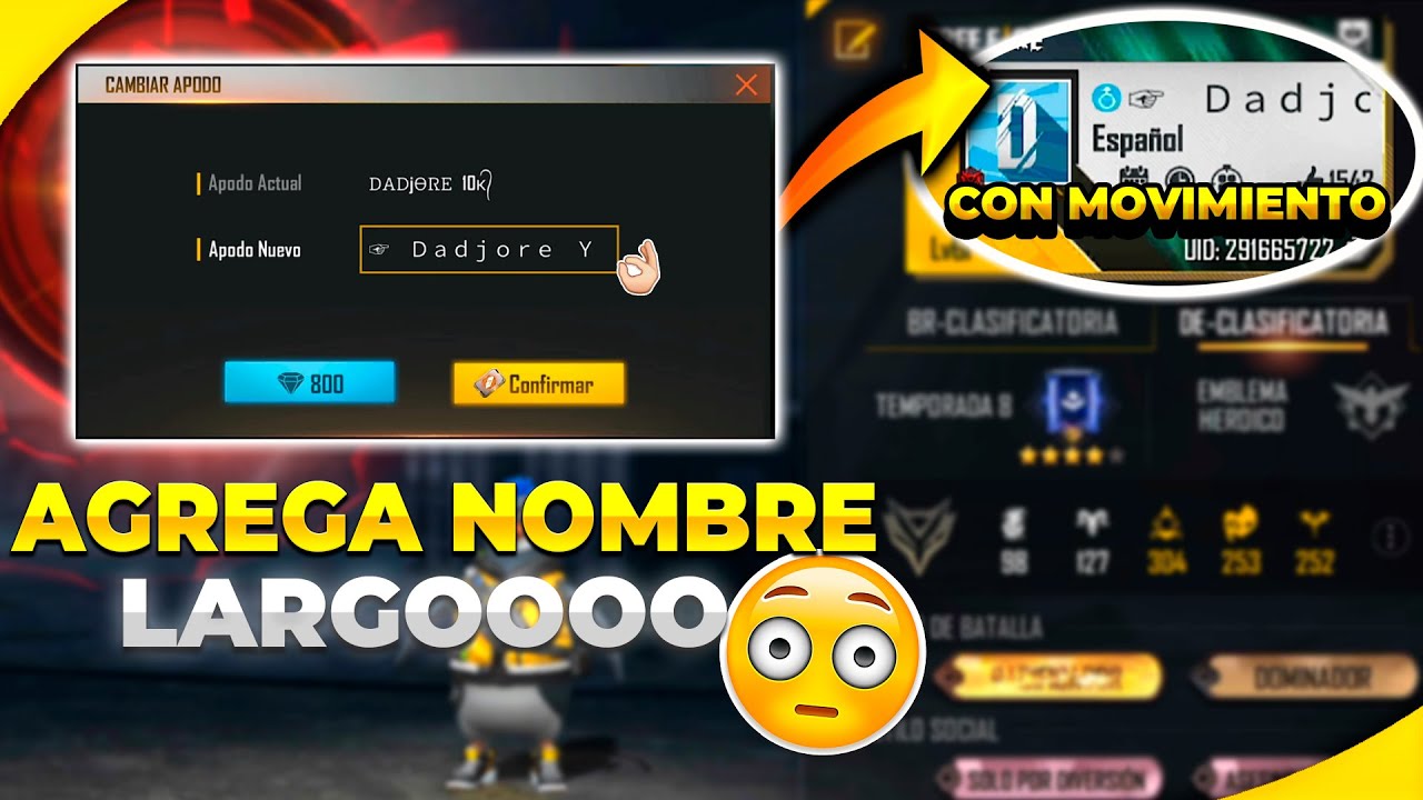 ¿Cómo poner nombres largos en free? Aquí te mostramos cómo hacerlo