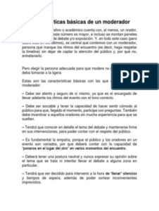 Moderador ¿Cuál es la función del moderador en un debate?